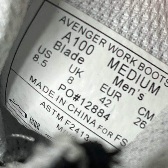 Avenger Composite Toe Wedge Sole Metal Free Hi-Top Work Shoe A100 men’s size 8.5 - Picture 8 of 8